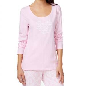NEW CHARTER CLUB LUXURY women's printed long sleeve pajama top in pink